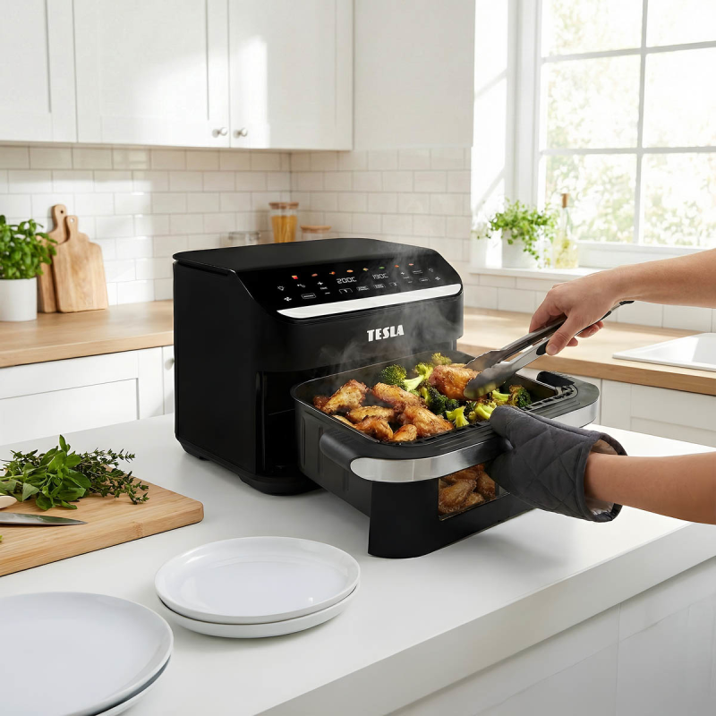 TESLA AirCook DualHeat QD575 XXL Frytkownica beztłuszczowa jedno/dwukomorowa 10L