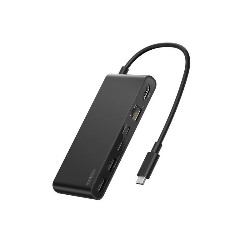 Belkin Hub USB-C 10 Gbps, 2 x USB-A, PD 100W, HDMI 2.0, RJ45 2,5 Gbps, SD 3.0, szary
