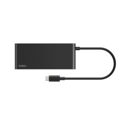 Belkin Hub USB-C 10 Gbps, 2 x USB-A, PD 100W, HDMI 2.0, RJ45 2,5 Gbps, SD 3.0, szary