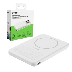 Belkin Powerbank magnetyczny 5000 mAh, USB-C 15 W, cienki, biały