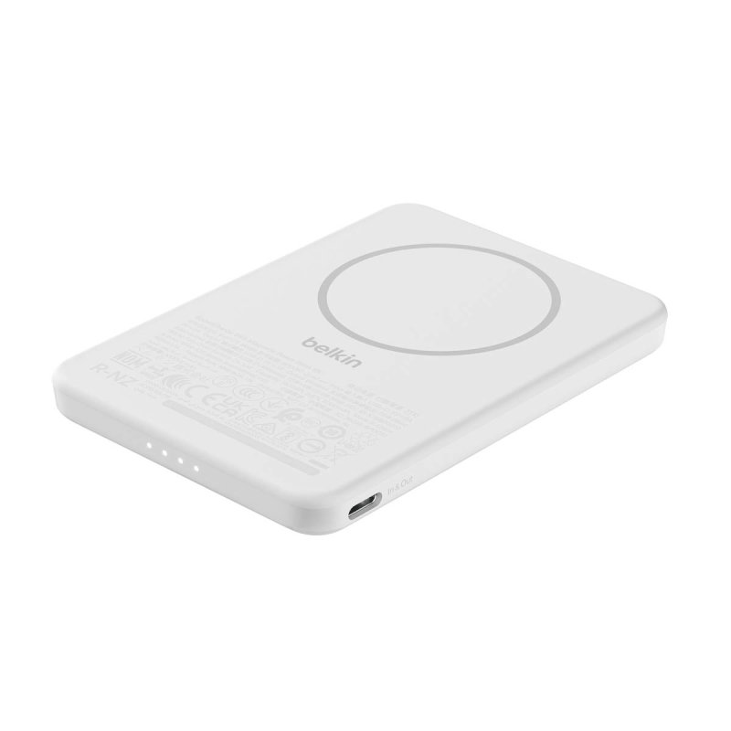 Belkin Powerbank magnetyczny 5000 mAh, USB-C 15 W, cienki, biały