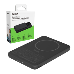Belkin Powerbank magnetyczny 5000 mAh, USB-C 15 W, cienki, czarny