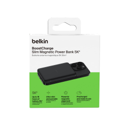 Belkin Powerbank magnetyczny 5000 mAh, USB-C 15 W, cienki, czarny