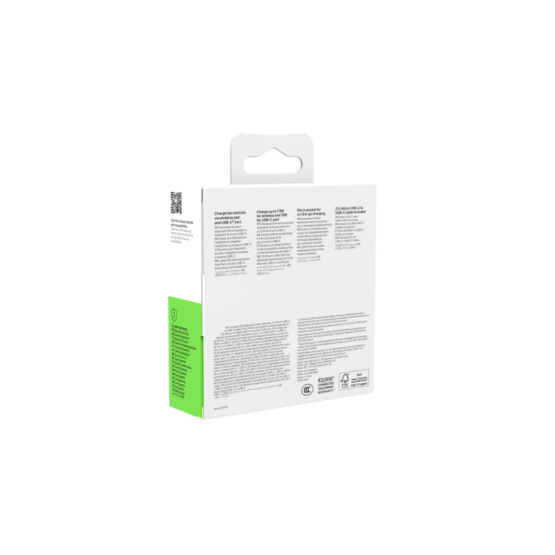 Belkin Powerbank magnetyczny 5000 mAh, USB-C 15 W, cienki, czarny