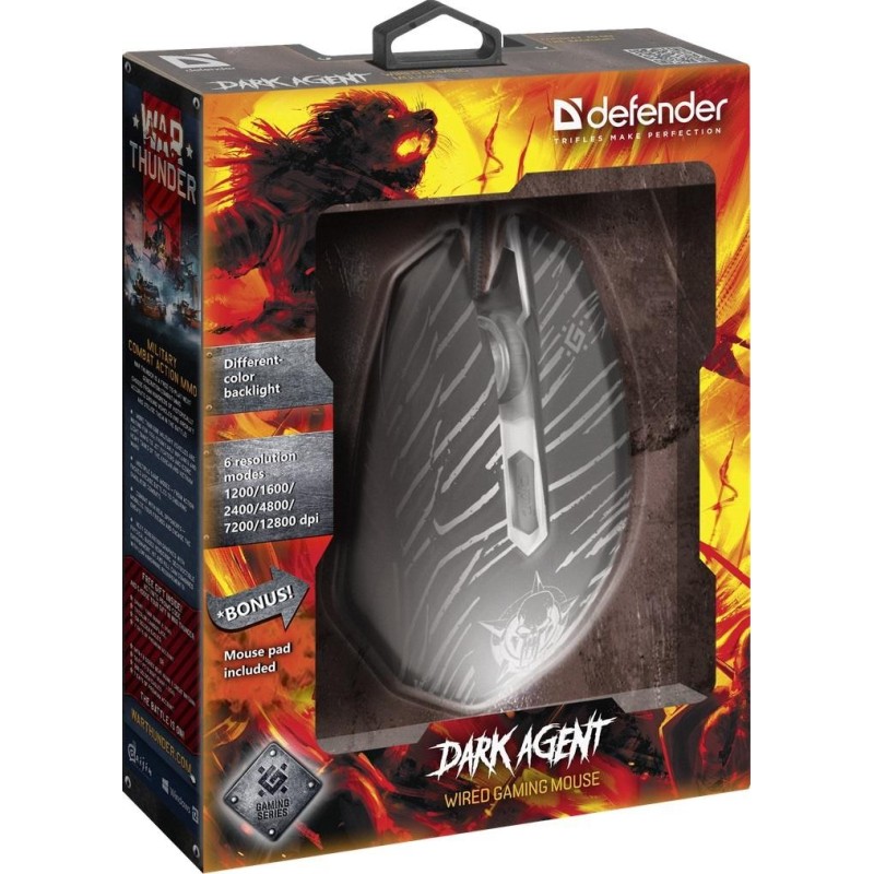 Mysz przewodowa Defender Dark Agent GM-590L 12800dpi 6P + po… | PartsPC.pl