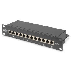 Patch panel DIGITUS 10" 12-portów RJ-45 Kat.6 ekranowany 1U kompletny LSA,