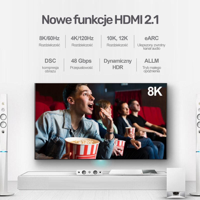 Kabel HDMI Unitek C138w v2.1 8K, UHD, 120Hz M/M 2m - HDMI | PartsPC.pl
