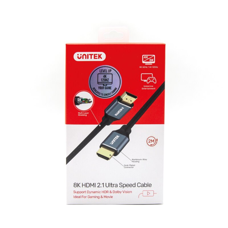 Kabel HDMI Unitek C138w v2.1 8K, UHD, 120Hz M/M 2m - HDMI | PartsPC.pl