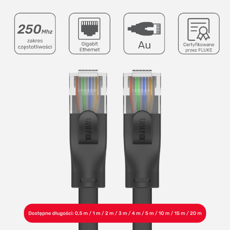 Unitek kabel Ethernet RJ-45 LAN, patchcord cat.6 UTP (8P8C), przewód sieciowy 2m, płaski