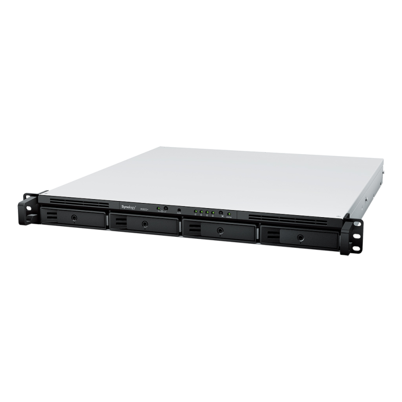 Synology RS822RP+ | 4-zatokowy serwer NAS, AMD Ryzen, 2GB RAM, 4x 1GbE RJ-45, RP, RACK 1U