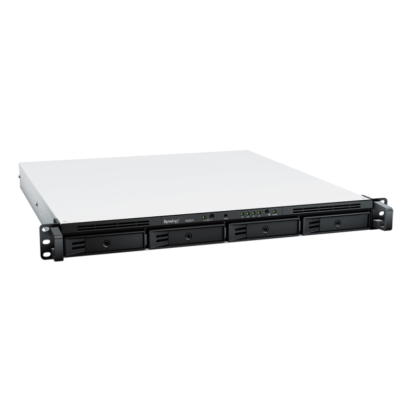 Synology RS822RP+ | 4-zatokowy serwer NAS, AMD Ryzen, 2GB RAM, 4x 1GbE RJ-45, RP, RACK 1U