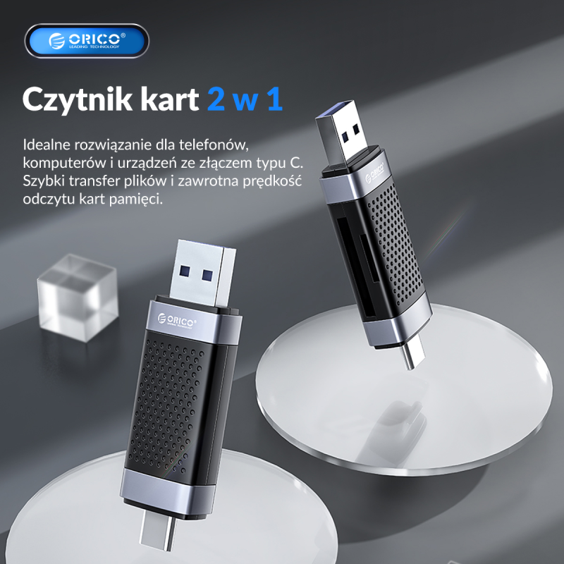 Czytnik kart pamięci ORICO CD2D-AC2-BK-EP SD/microSD... | PartsPC.pl