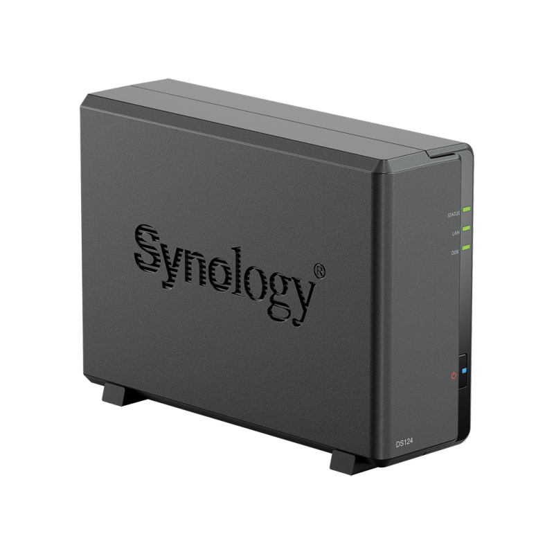 Synology DS124 | 1-zatokowy serwer NAS, ARM, 1GB RAM, 1GbE RJ-45, Tower