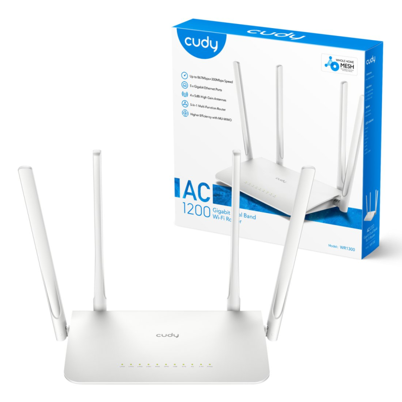 CUDY WR1300 | router, Wi-Fi 5, 2,4GHz/5GHz, Gigabit