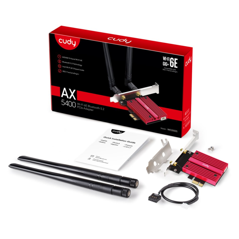 CUDY WE3000S | karta sieciowa, adapter Wi-Fi 6E, 2,4GHz/5GHz, PCI Express