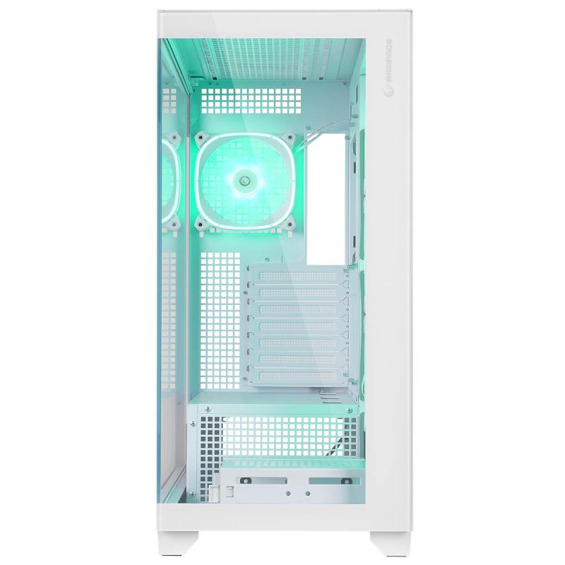 Rampage Hydra V1 Obudowa PC 4x wentylator USB C/USB A ARGB + hub, biała
