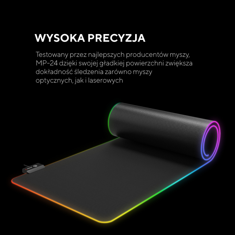 Rampage MP-24 podkładka gamingowa pod klawiaturę i mysz 30x80cm, RGB, czarna