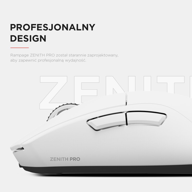 Rampage Zenith Pro mysz bezprzewodowa 26000 DPI biała + odbiornik 4 KHz PAW3395 BT 5.2