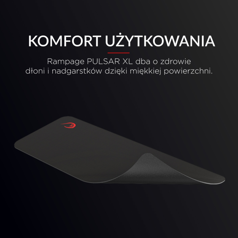 Rampage Pulsar XL podkładka na biurko gamingowa 30x80cm, pod klawiaturę i mysz, czarna