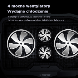 Rampage AD-RC4 Podstawka chłodząca pod laptop 12,1-15,6" reg… | PartsPC.pl