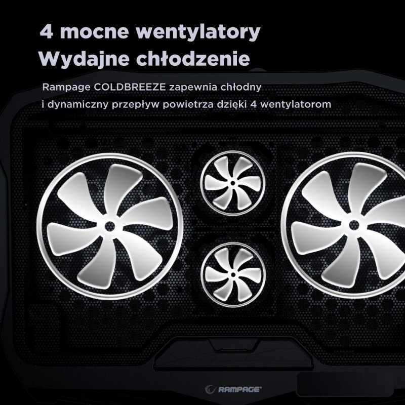 Rampage AD-RC4 Podstawka chłodząca pod laptop 12,1-15,6" reg… | PartsPC.pl
