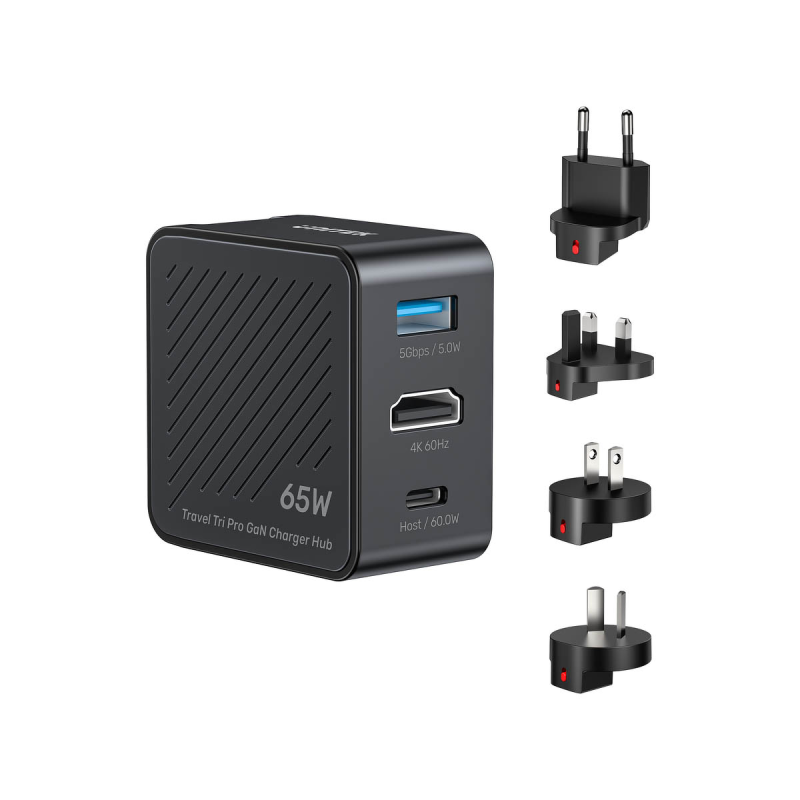 GaN 3-w-1 65W, wspiera 4K@60Hz (USB-A/HDMI/USB-C) | PartsPC.pl