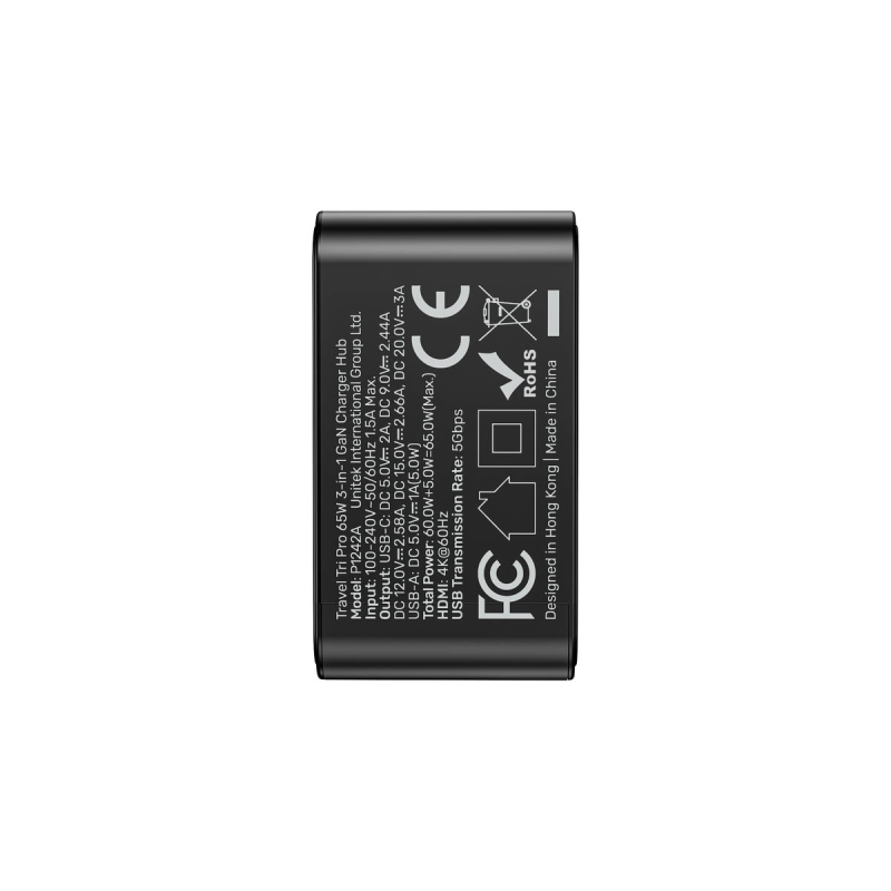 GaN 3-w-1 65W, wspiera 4K@60Hz (USB-A/HDMI/USB-C) | PartsPC.pl