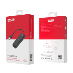 Hub USB Unitek Y-3089 4xUSB 3.0 czarny | PartsPC.pl