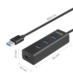 Hub USB Unitek Y-3089 4xUSB 3.0 czarny | PartsPC.pl
