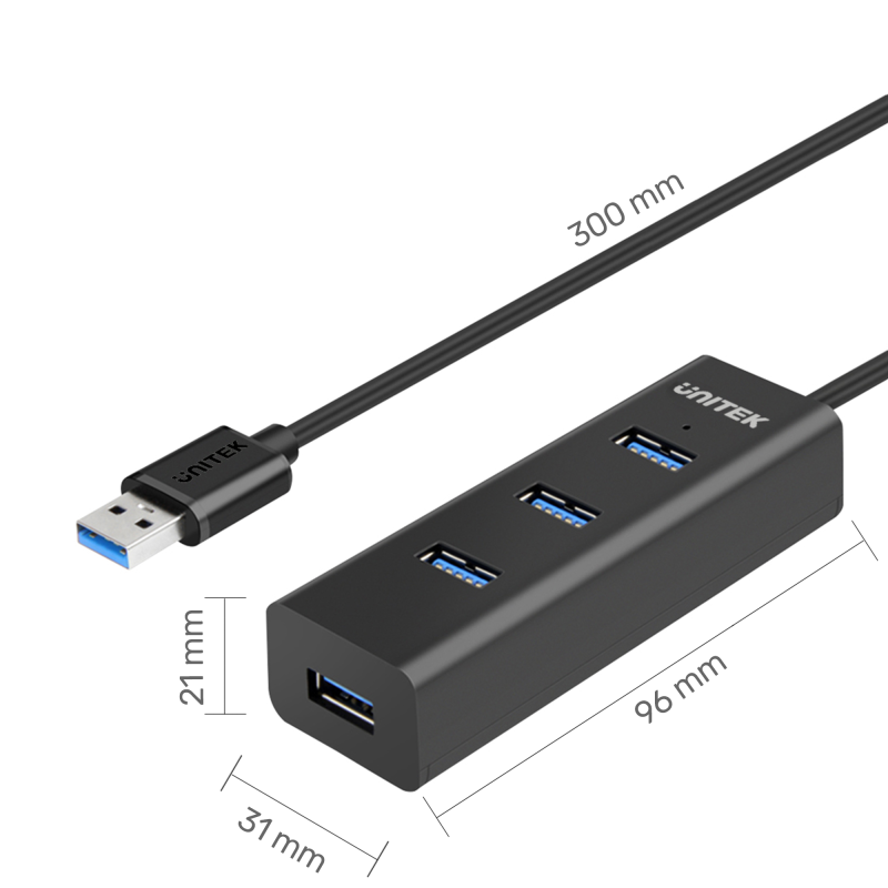 Hub USB Unitek Y-3089 4xUSB 3.0 czarny | PartsPC.pl