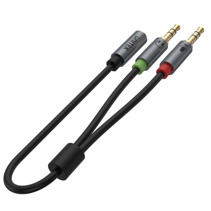 Kabel Unitek Y-C957ABK miniJack 3,5mm (F) - 2x 3,5mm (M) | PartsPC.pl