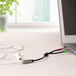 Kabel Unitek Y-C957ABK miniJack 3,5mm (F) - 2x 3,5mm (M) | PartsPC.pl