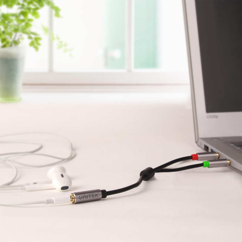 Kabel Unitek Y-C957ABK miniJack 3,5mm (F) - 2x 3,5mm (M) | PartsPC.pl