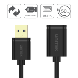 Kabel Unitek Y-C456GBK przedłużacz USB 3.0 AM-AF 0,5m | PartsPC.pl