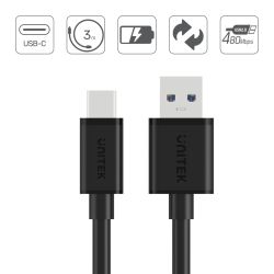 Kabel USB Unitek C14069BK USB-A 2.0 - USB-C, 3m | PartsPC.pl