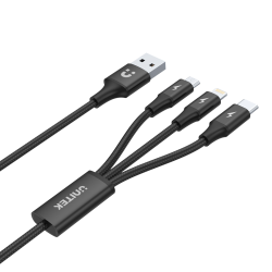 Kabel USB Unitek C14049BK USB 3 w 1 czarny (microUSB, Lightn… | PartsPC.pl