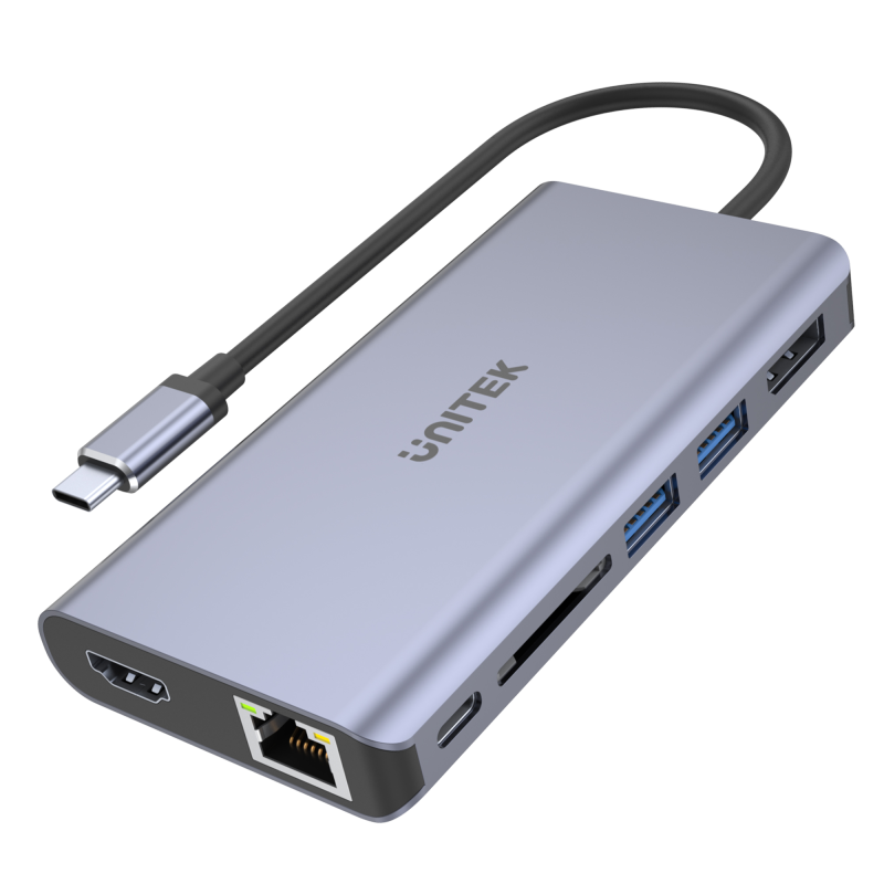 Hub USB-C Unitek D1056A, 2x USB 3.1, HDMI, DP, RJ45, SD | PartsPC.pl
