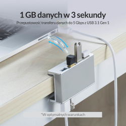 Hub USB Orico MH4PU-P-SV-BP 4x USB-A, 5Gbps, aktywny, biurko… | PartsPC.pl
