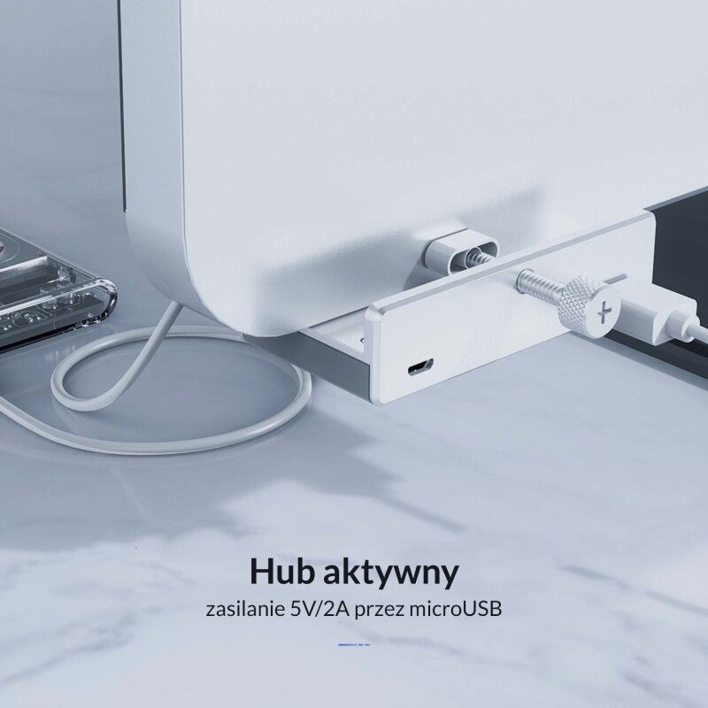 Hub USB Orico MH4PU-P-SV-BP 4x USB-A, 5Gbps, aktywny, biurko… | PartsPC.pl