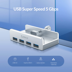 Hub USB Orico MH4PU-P-SV-BP 4x USB-A, 5Gbps, aktywny, biurko… | PartsPC.pl