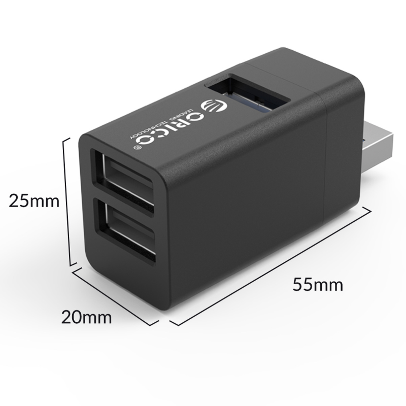 Hub USB Orico MINI-U32-BK-BP mini bez kabla 3 porty USB-A 3.… | PartsPC.pl