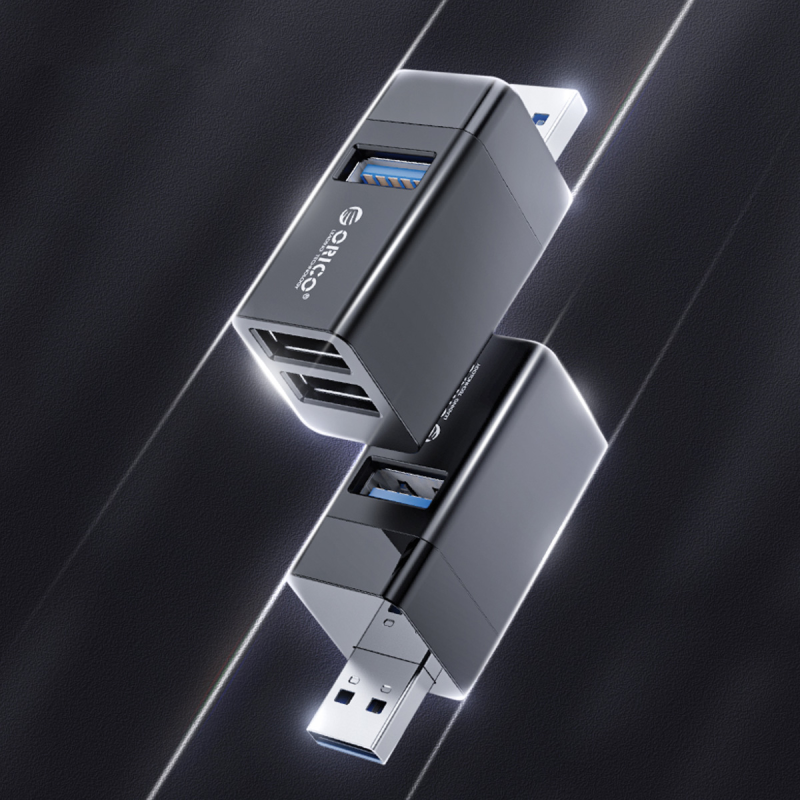 Hub USB Orico MINI-U32-BK-BP mini bez kabla 3 porty USB-A 3.… | PartsPC.pl