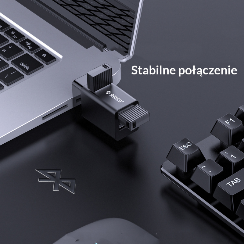 Hub USB Orico MINI-U32L-BK-BP 3 porty USB-A 3.0 + 2.0 alumin… | PartsPC.pl