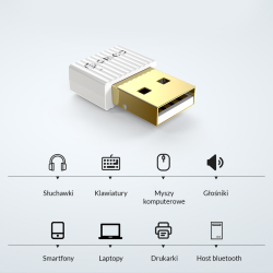 Adapter USB Bluetooth 5.0 Orico BTA-508-WH-BP biały | PartsPC.pl