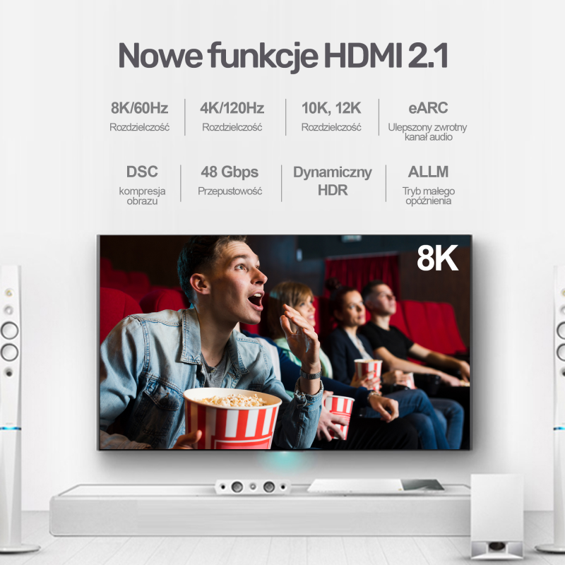 Kabel HDMI Unitek C140w v2.1 8K, UHD, 120Hz M/M 5m | PartsPC.pl