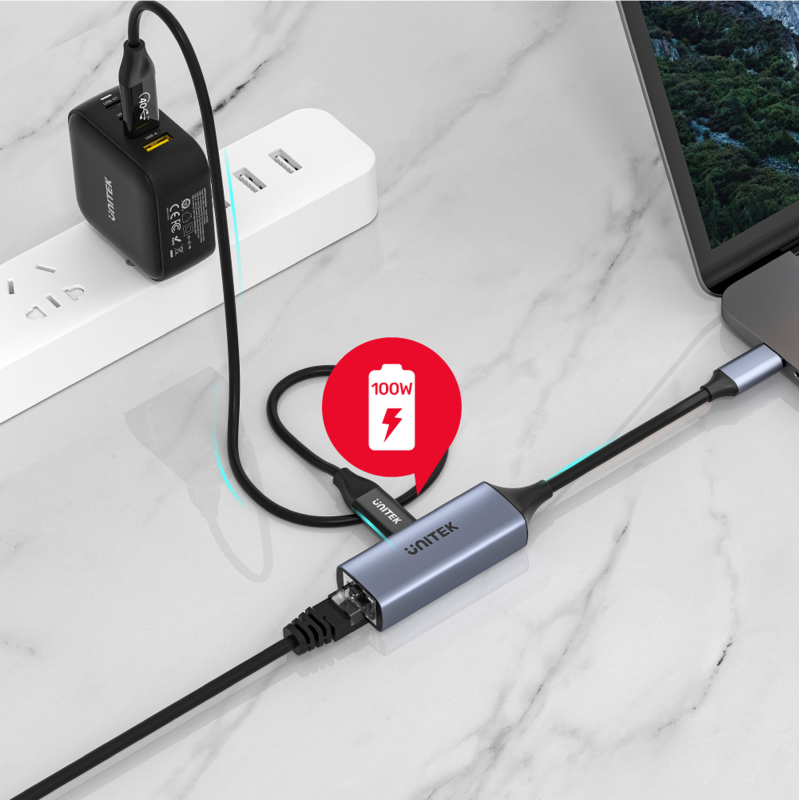 Kabel adapter Unitek U1323A USB-C - RJ45, 1Gbps, LAN, Ethern… | PartsPC.pl