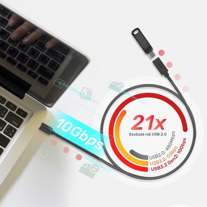 Kabel USB-C Unitek C14086BK-1.5M Przedłużacz, 10Gbps, 4K, PD… | PartsPC.pl