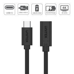 Kabel USB-C Unitek C14086BK-1.5M Przedłużacz, 10Gbps, 4K, PD… | PartsPC.pl