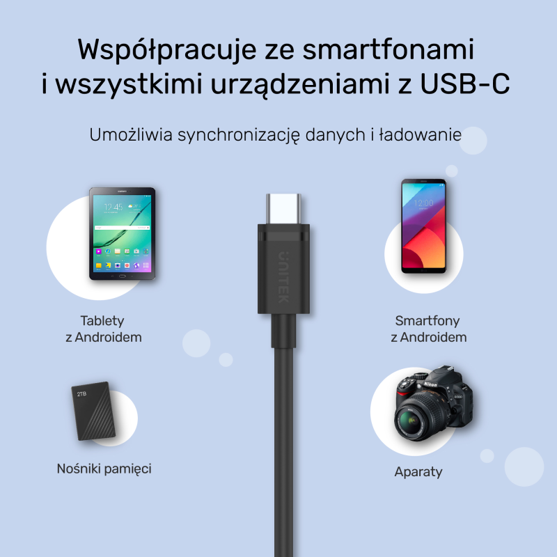 Kabel USB Unitek Y-C490BK USB-A - USB-C 3.1, M/M, 0,25m | PartsPC.pl