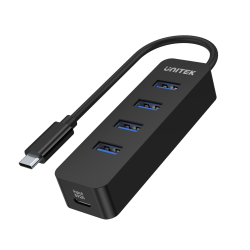 HUB USB-C Unitek H1117B 4xUSB-A 3.1, aktywny, 10W | PartsPC.pl